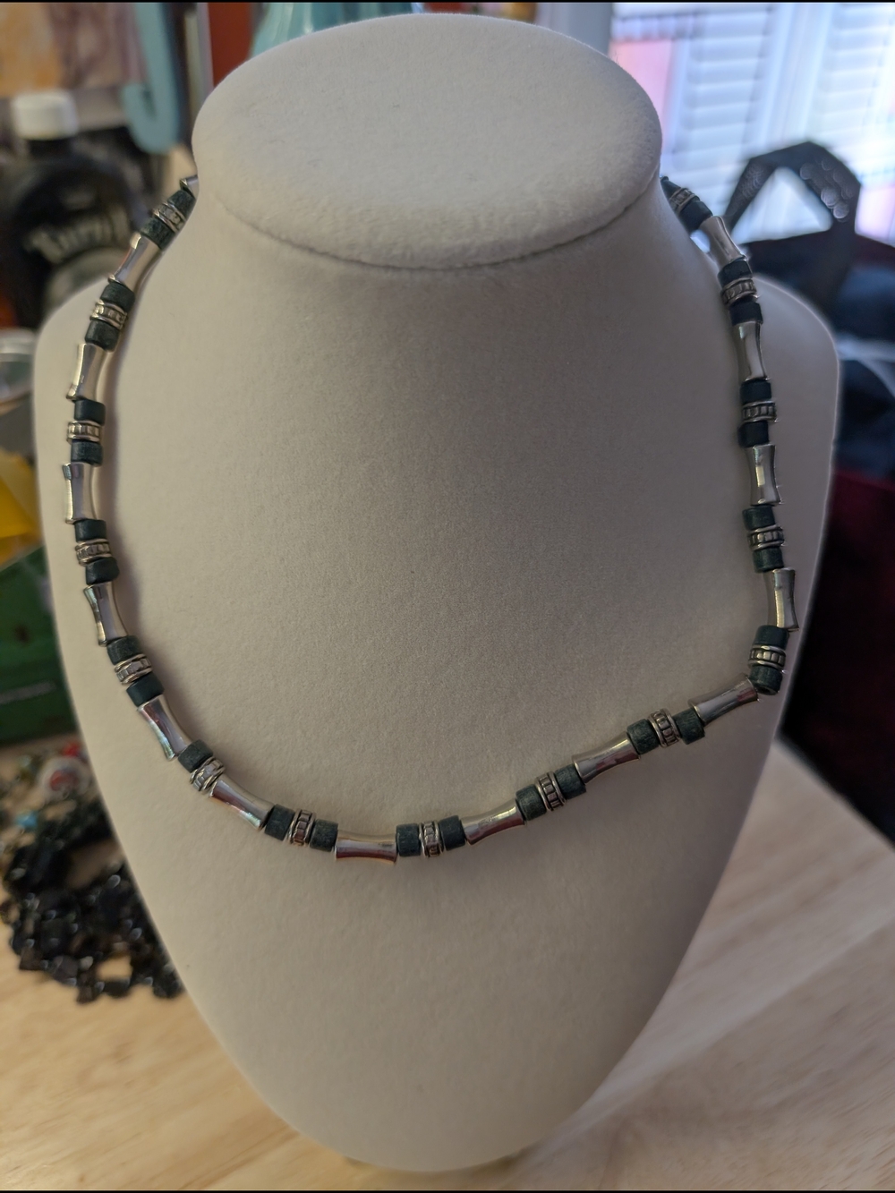 Panama Jack Silver-Tone and Black Beaded Men's/Women's Necklace